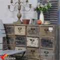 Shabby Chic Farmstead Muitas Gavetas Gabinete de Madeira em Rodas